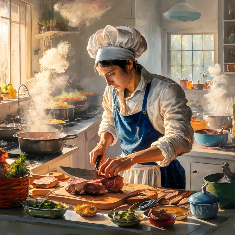 A cook is doing batch cooking for Weeknight Dinners