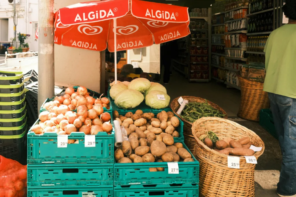 Potato and onions stored in different crates to Keep produce fresh longer