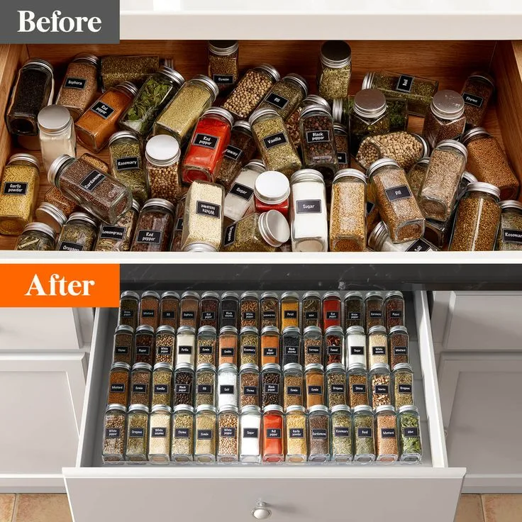 Organize Kitchen Drawers-Spice Drawer Inserts