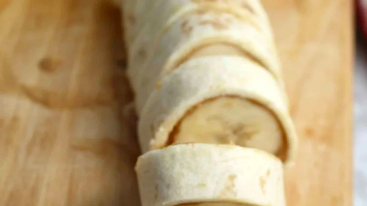 banana peanut butter wrap on a table
